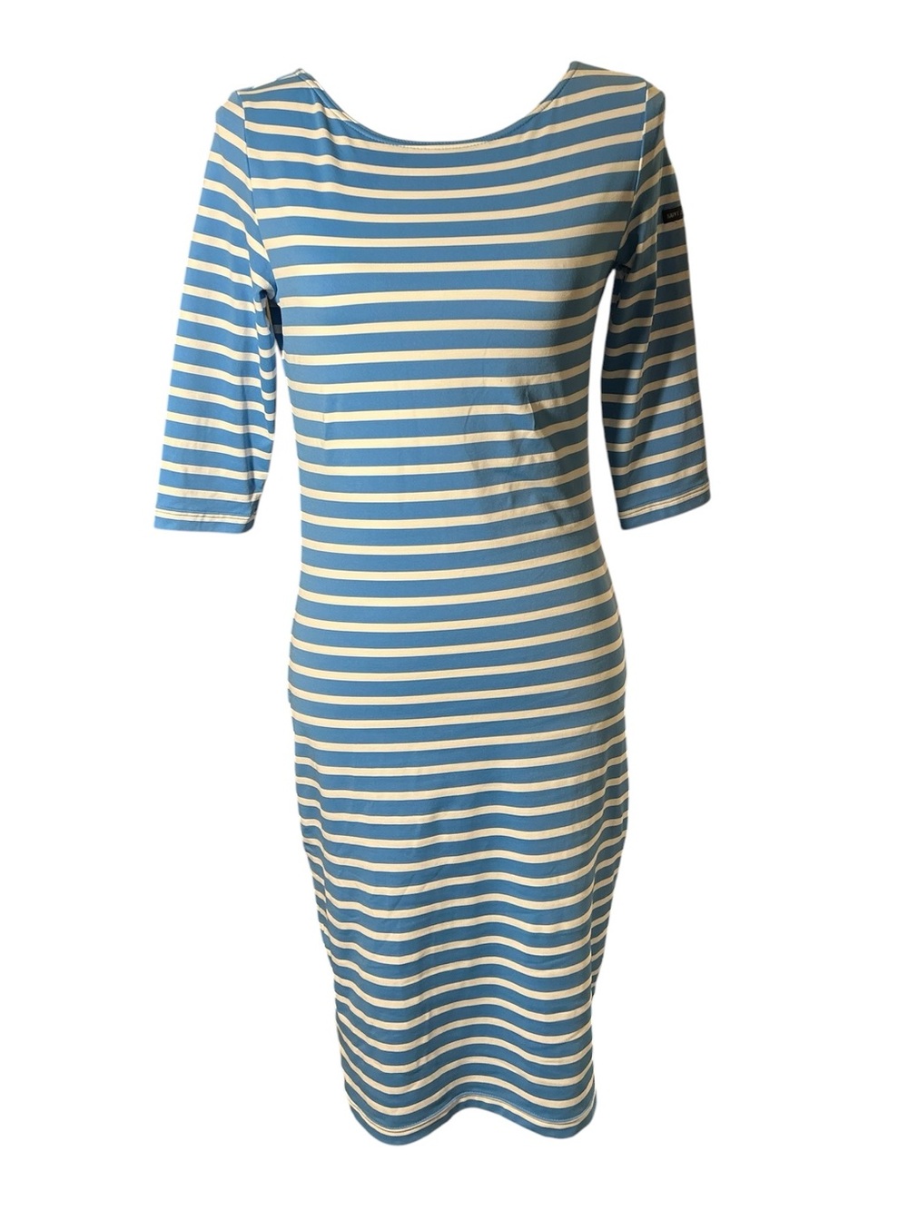 Saint James Propriano UV Fabric Blue and White Striped Midi Dress - Picture 2 of 10